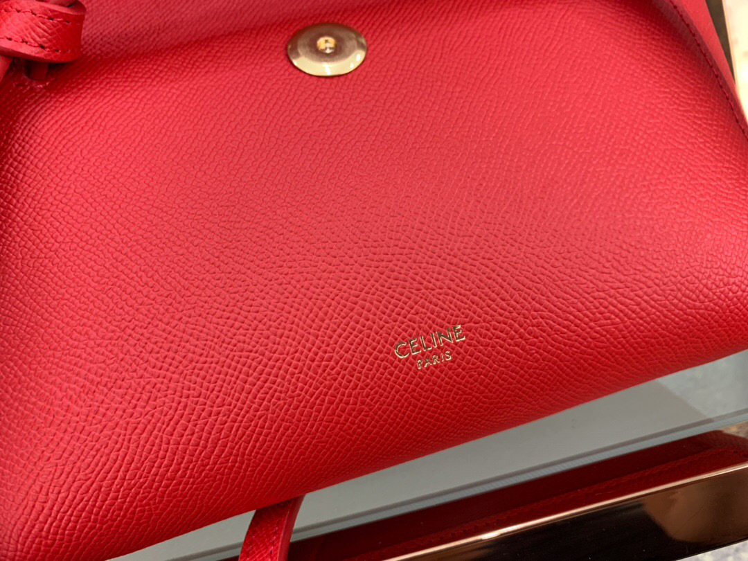 Ce1i*e Micro Belt Bag In Grained Calfskin with Red 20 cm 175519
