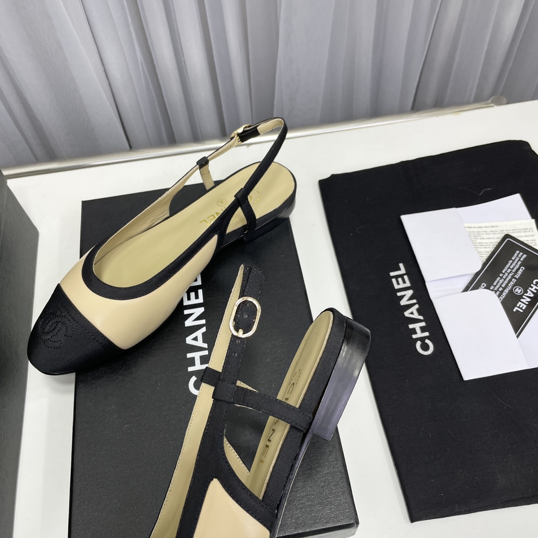 Ch**el Loafer Sandals Beige And Black