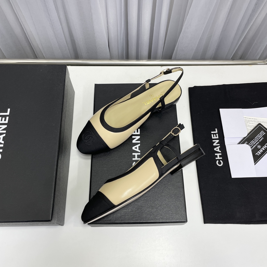 Ch**el Loafer Sandals Beige And Black