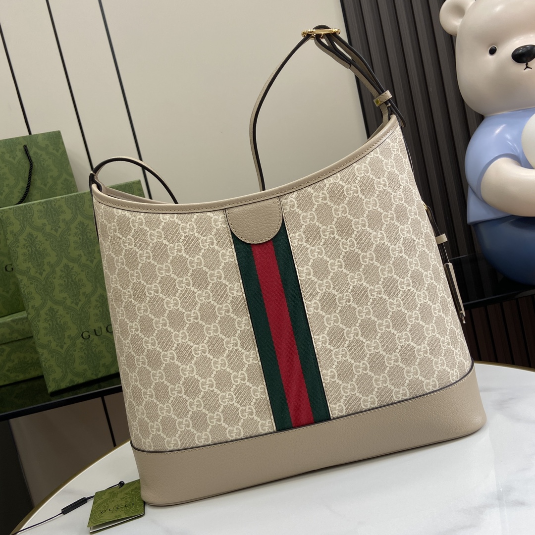 Bagsaaa Gvc*1 Ophidia GG Medium Shoulder Bag 781392 Beige & White - 34x32x17 cm