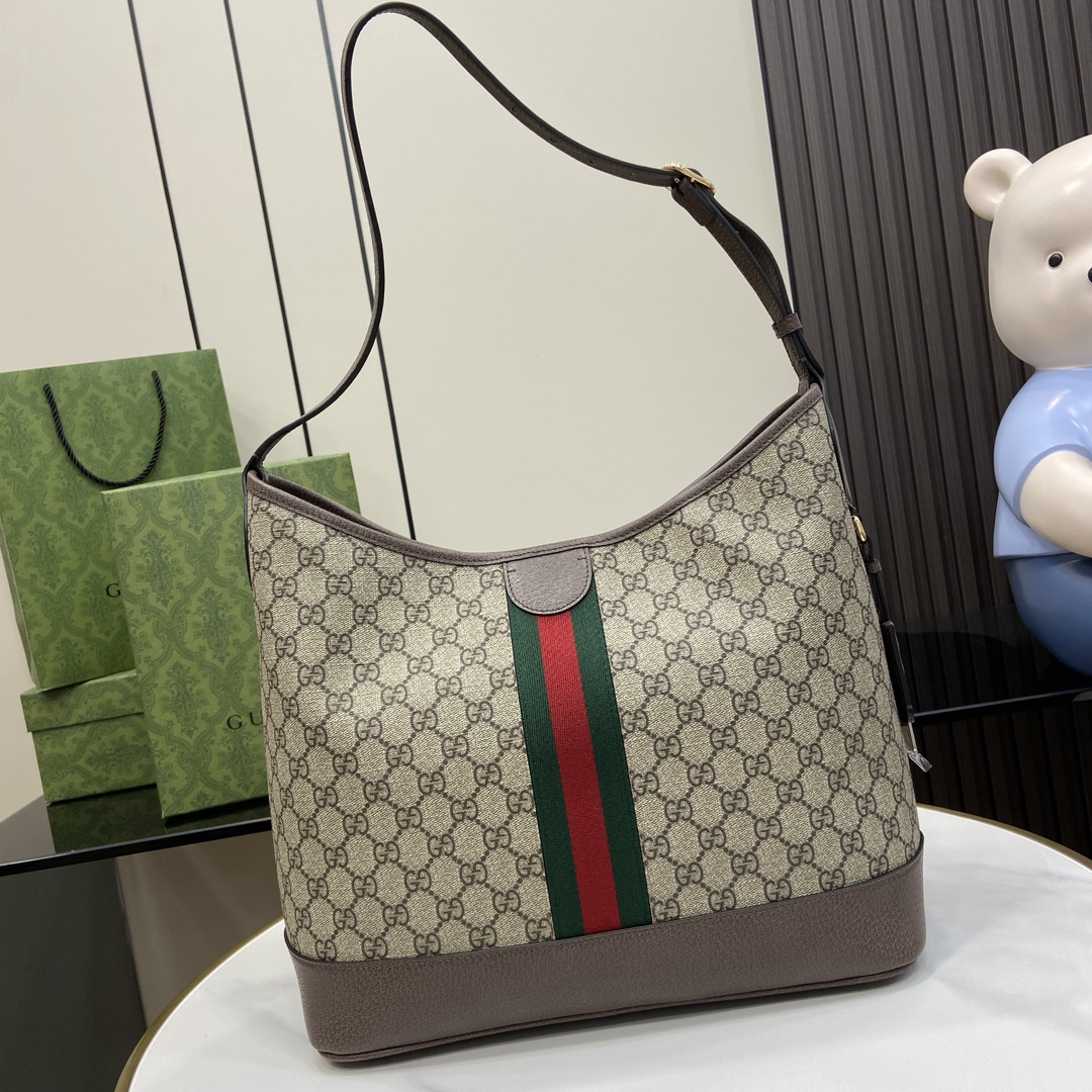 Bagsaaa Gvc*1 Ophidia GG Medium Shoulder Bag 781392 Beige & Ebony - 34x32x17 cm