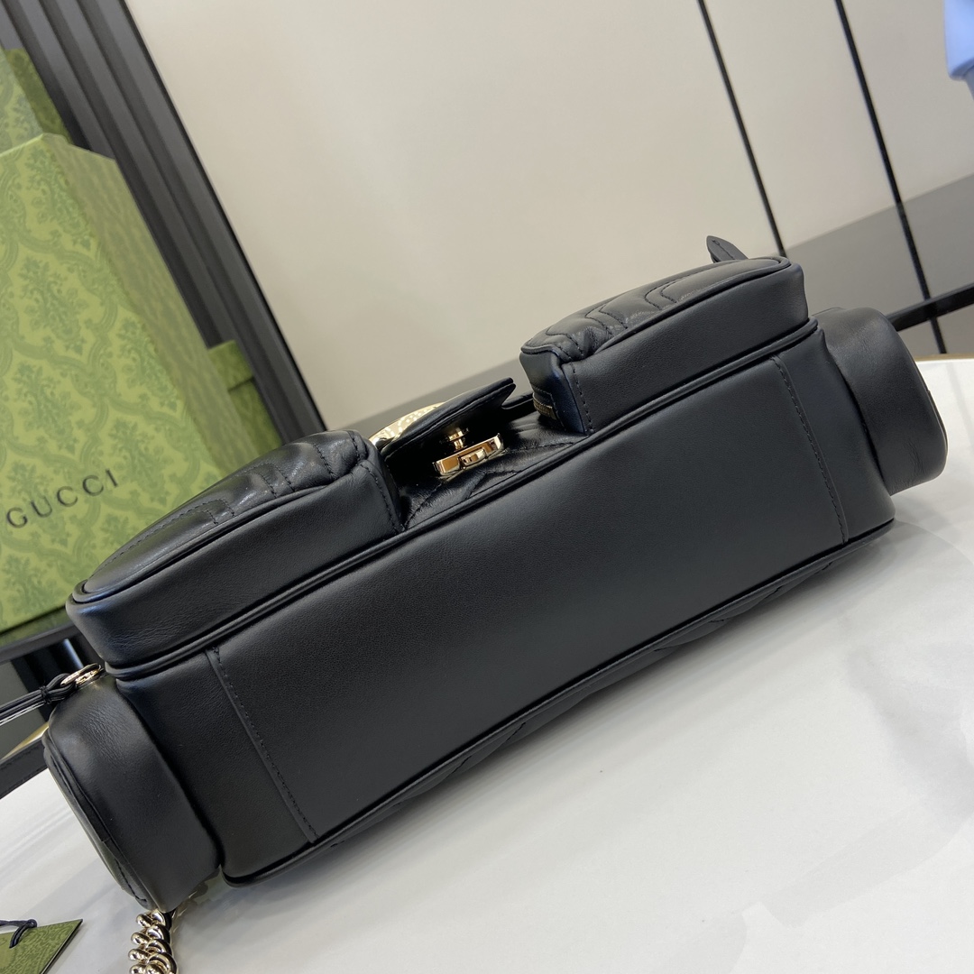 Bagsaaa Gvc*1 GG Marmont Small Multi-Pocket Bag 795228 Black - 25.5 x 15 x 7 cm