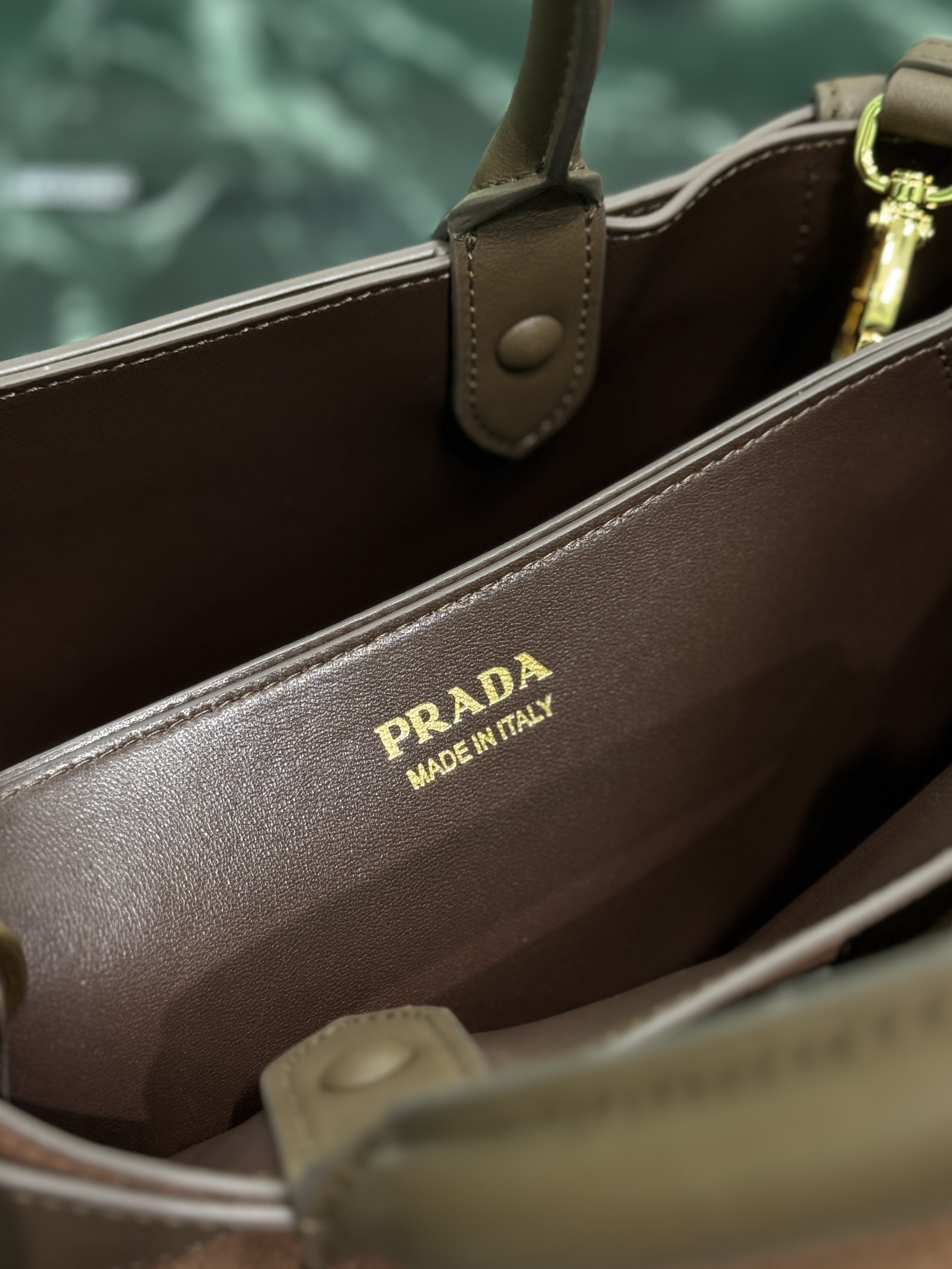 Bagsaaa Medium Pra*a Buckle suede bag with belt dark brown - 32X23X11CM