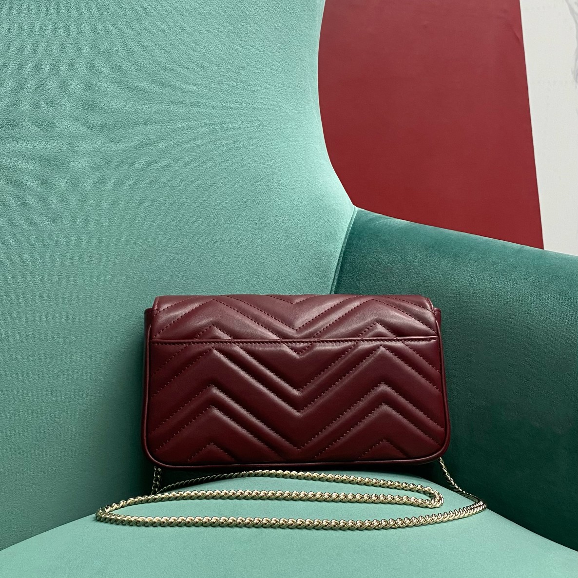 Bagsaaa Gvc*1 GG Marmont mini bag 751526 red - 21x12x5cm