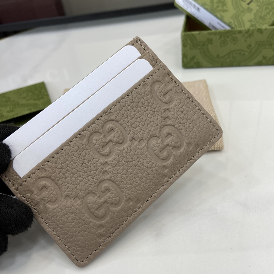 Bagsaaa Gvc*1 GG Emblem card case 815883 taupe - 10cm