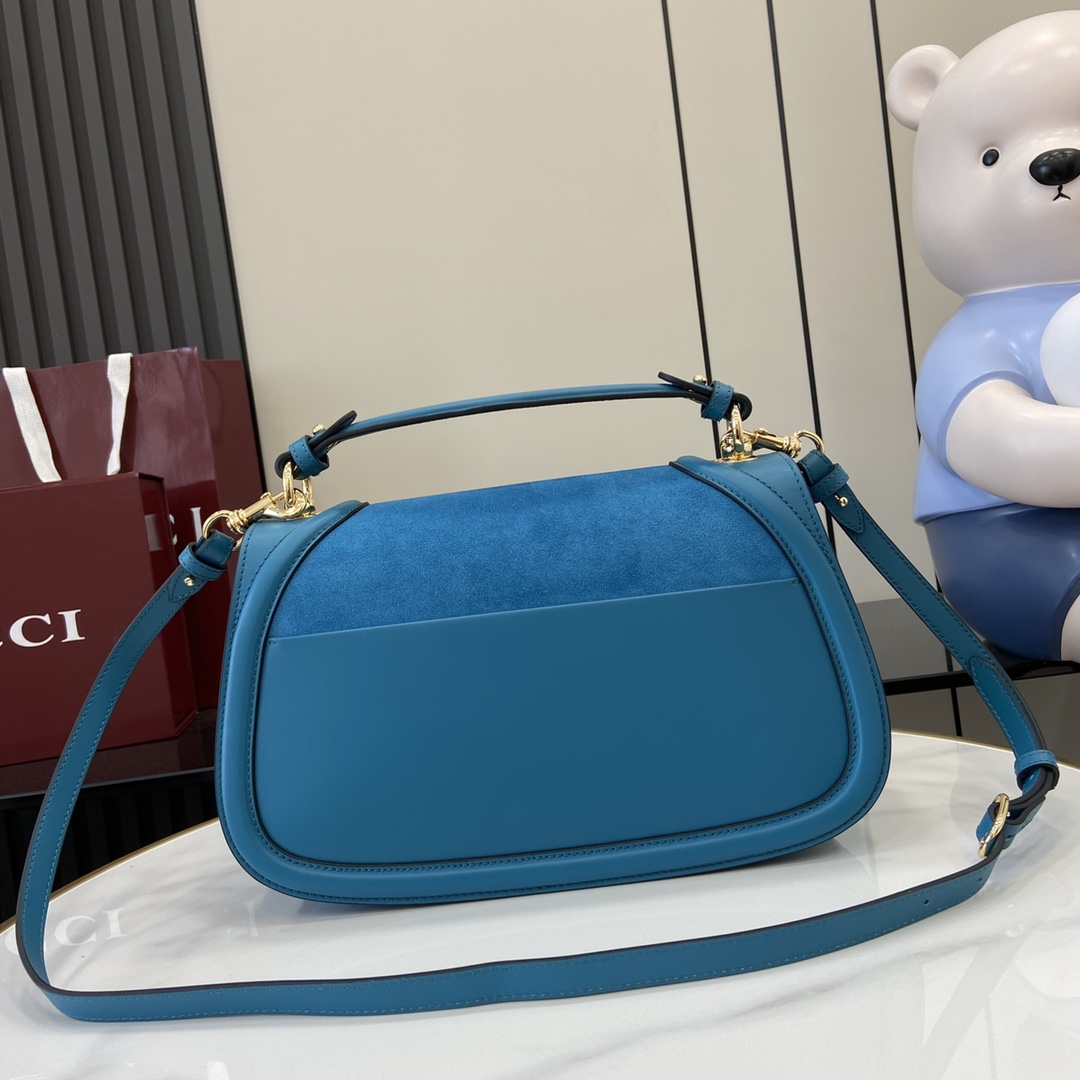 Bagsaaa Gvc*1 Blondie medium top handle bag 815719 blue suede - 32 x 17 x 10cm