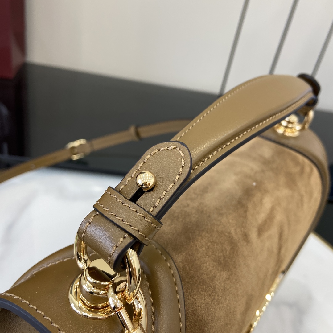 Bagsaaa Gvc*1 Blondie medium top handle bag 815719 brown suede - 32 x 17 x 10cm