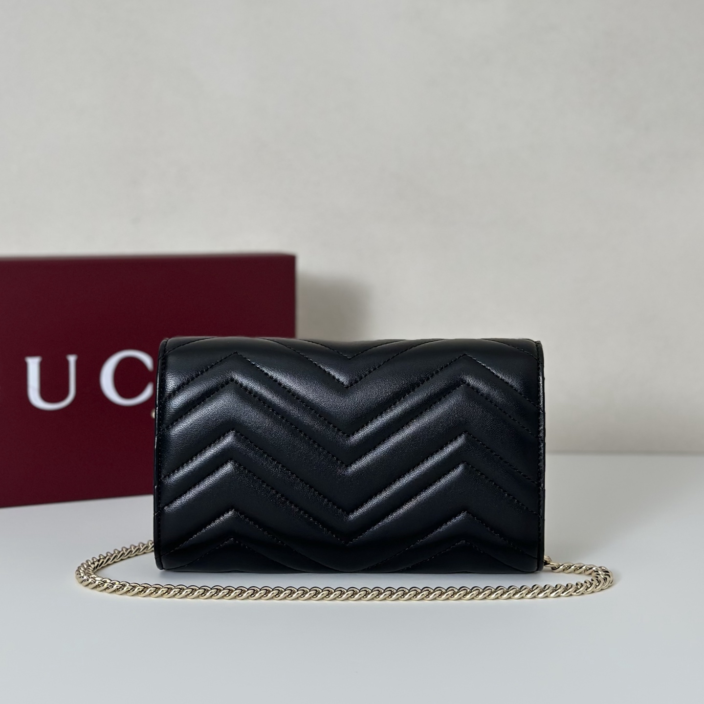 Bagsaaa Gvc*1 GG Marmont wallet on chain 837745 black - 19.5cm