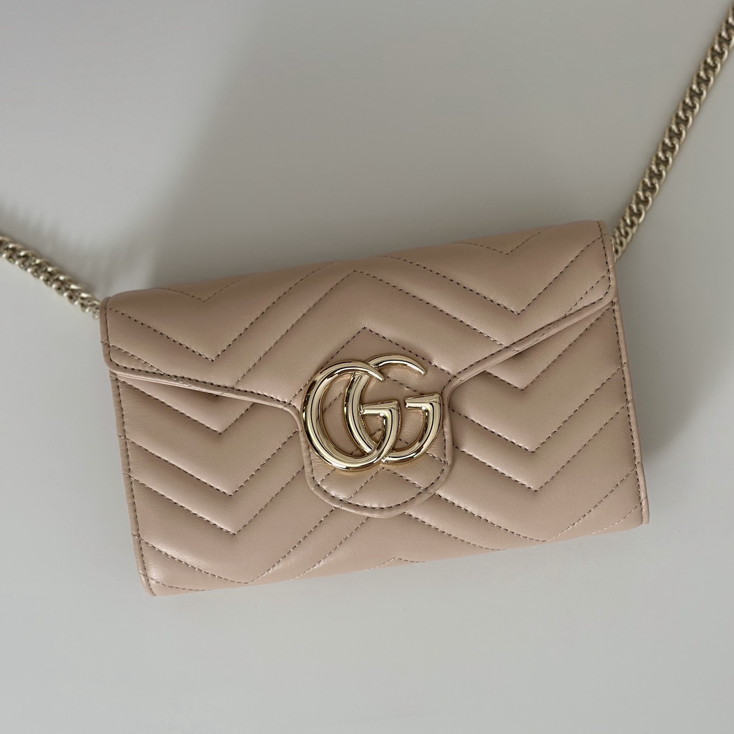 Bagsaaa Gvc*1 GG Marmont wallet on chain 837745 light pink - 19.5cm